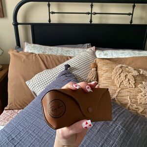 Ray-Ban Brown Leather Glasses Case — OS